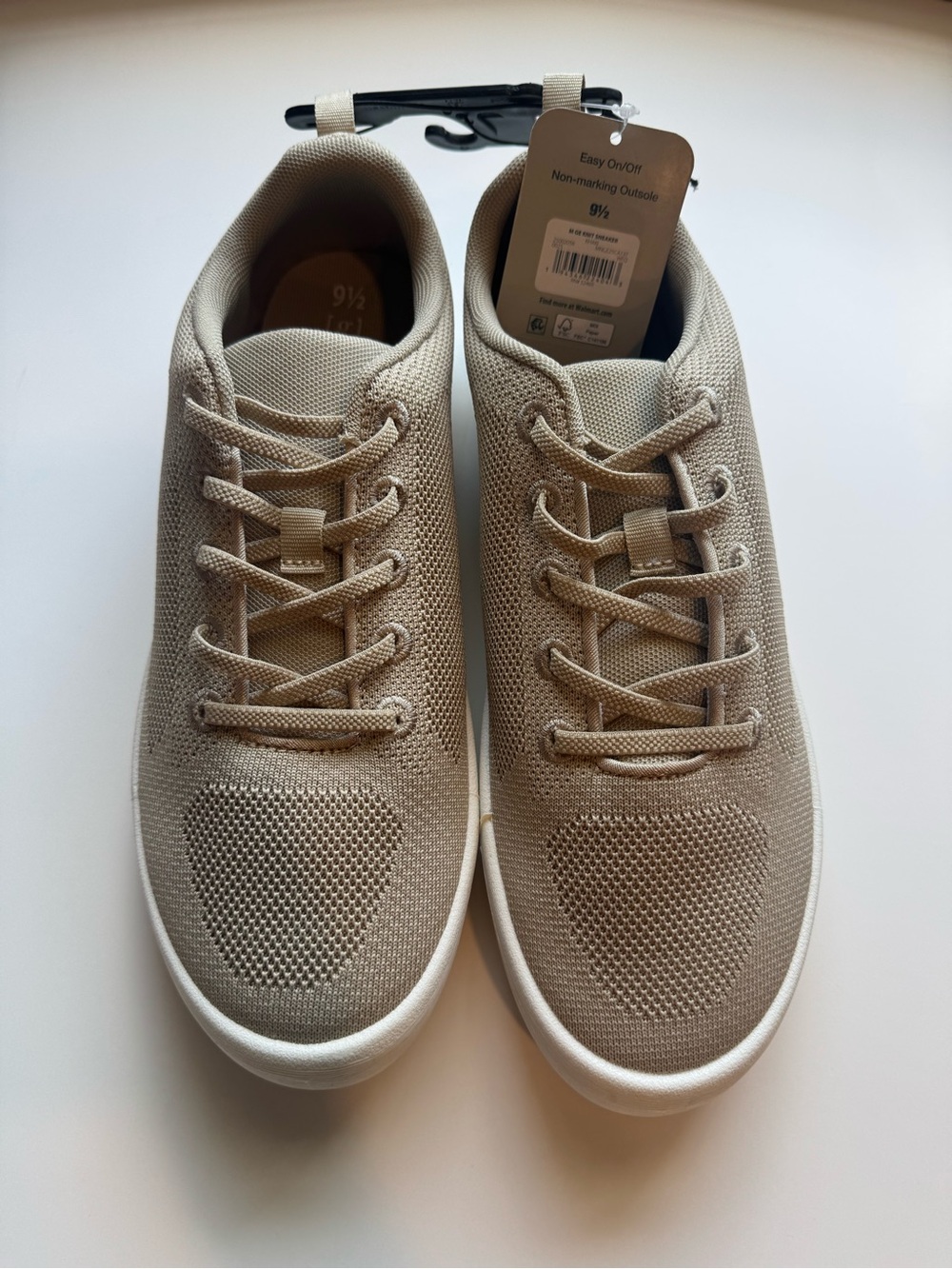 NWT George Men's Knit Slip On Casual Sneakers Tan Beige - Size 9.5